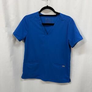 FIGS Blue Technical Collections Casma Three Pocket Scrub Top V Neck Small